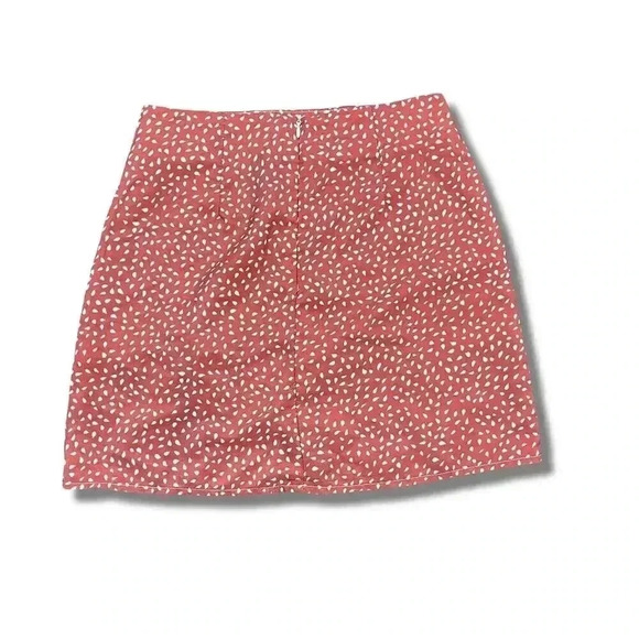 🌟 SHEIN Women's XS Red Floral A-Line Skirt Short Split Hem Casual Zip Closure 🌟 - Picture 3 of 4